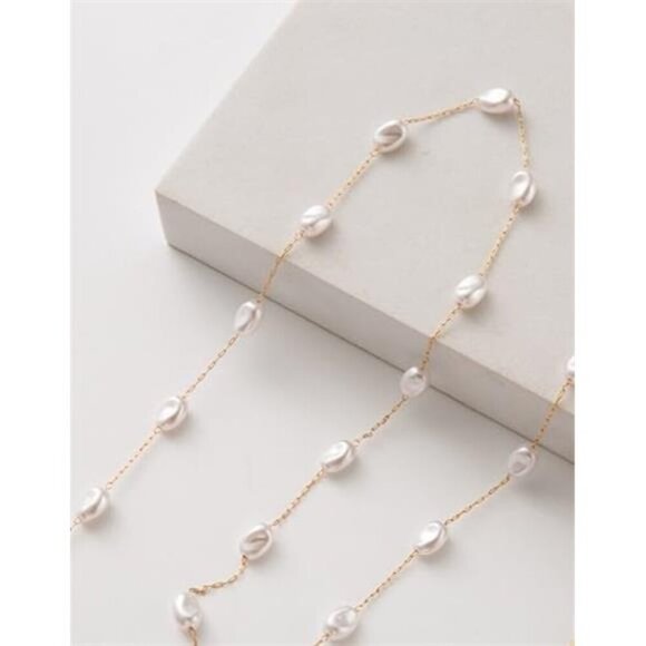Baroque Pearl Choker Necklace Dainty Gold-Paisy Pearl Choker as Y Shaped Pearl - Picture 9 of 10